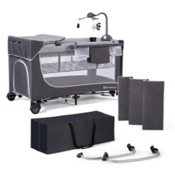 Kinderkraft Leody Umbrella Bed + Accessories - Grey