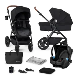 Kinderkraft A-Tour Stroller + Carrycot + Mink Carrycot - Black
