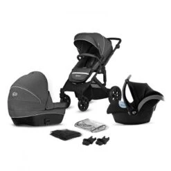 Poussette 3 En 1 Kinderkraft Prime Lite Black Anthracite