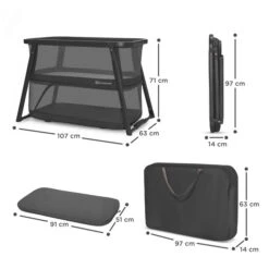 Kinderkraft Sofi PLUS Travel Bed With Playpen Function - Black Confetti -Kinderkraft sofi plus gray 5902533920051 5 62f3613439cfc