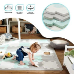 Tapis En Mousse Puzzle 3D Kinderkraft Luno Shapes Mint -Kinderkraft tapis en mousse puzzle 3d kinderkraft luno shapes mint 8